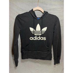 Adidas Sweater Womens Extra Small Black White Tri-Foil Spell Out‎ Hoodie Ladies